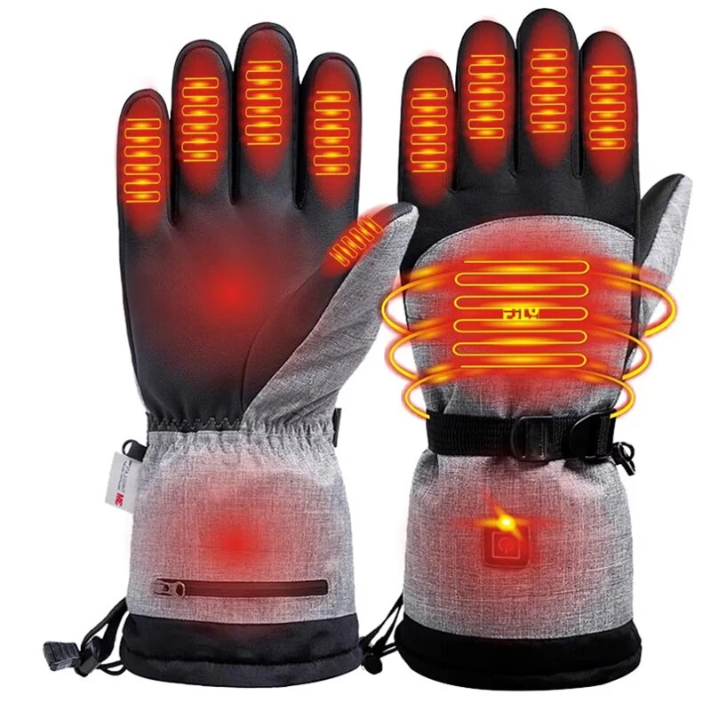 (image for) TENGOO Heated Gloves Thermal Winter Waterproof Ski Heated Gloves MTB Riding Windproof Motorcycle Five-Finger Touch Screen Gloves